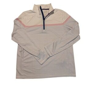 Vineyard Vines Mens On-The-Go Sankaty Quarter-Zip Striped Pullover White Medium